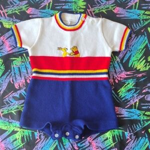 VTG Rabbit And Winnie The Pooh Knit Romper